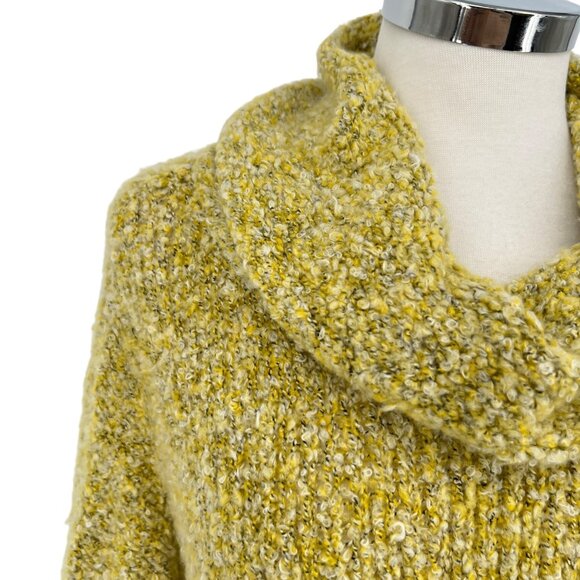 Free People BFF Sweater Cowl Neck Textured Oversized Quince Yellow Green Size XS - Picture 3 of 13